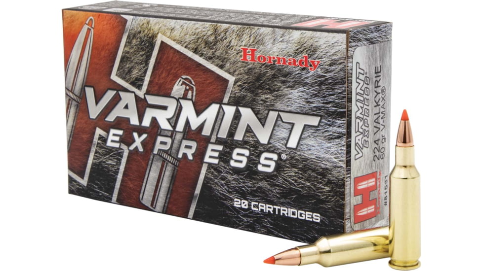 Hornady Varmint Express .224 Valkyrie 60 grain V-MAX Brass Cased Centerfire Rifle Ammo, 20 Rounds, 81531