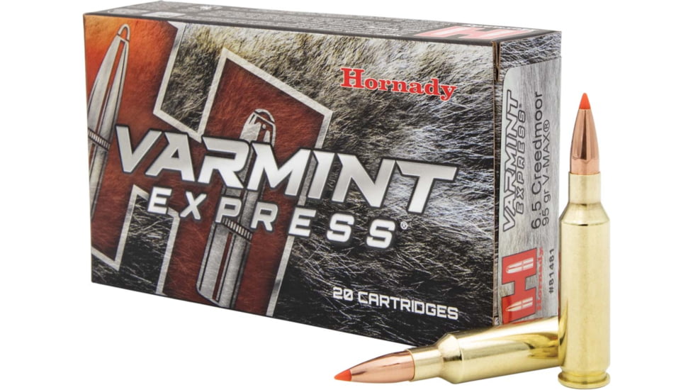 Hornady Varmint Express 6.5mm Creedmoor 95 grain V-MAX Brass Cased Centerfire Rifle Ammo, 20 Rounds, 81481