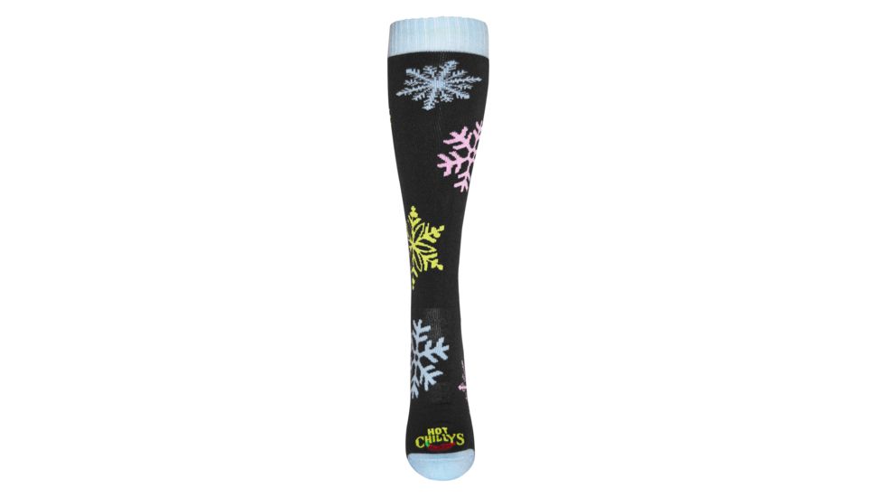 Hot Chillys Snowflakes Mid Volume Sock - Womens, Snowflakes/Black, Small, HC2848P-449-S