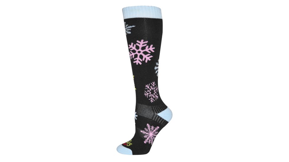 Hot Chillys Snowflakes Mid Volume Sock - Womens, Snowflakes/Black, Small, HC2848P-449-S