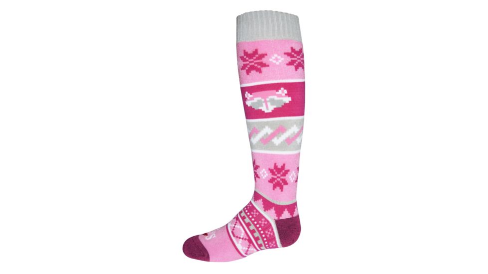 Hot Chillys Youth Critters Mid Volume Sock, Critters/Pink, Extra Small, HC2842P-973-XS