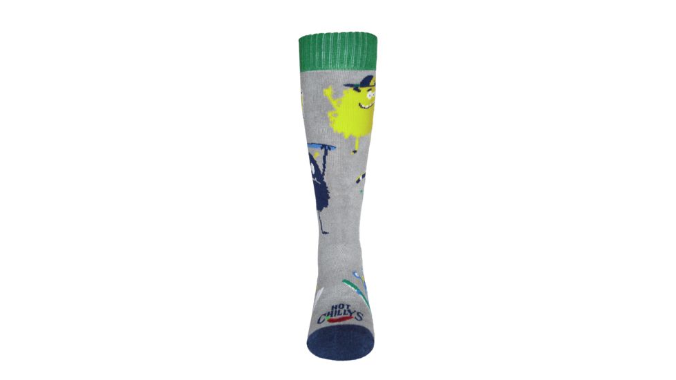Hot Chillys Youth Doods Mid Volume Sock, Doods/Grey, Medium, HC2833P-736-M