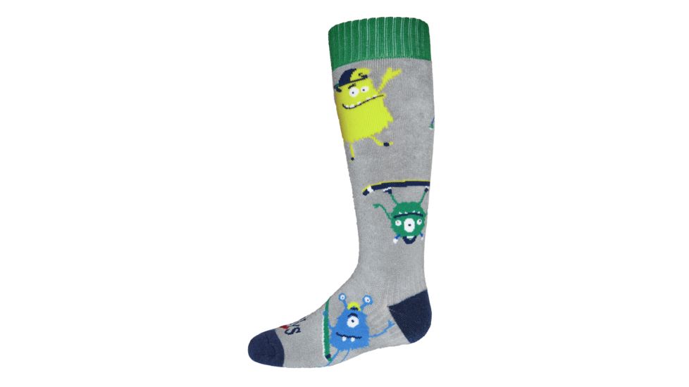 Hot Chillys Youth Doods Mid Volume Sock, Doods/Grey, Medium, HC2833P-736-M