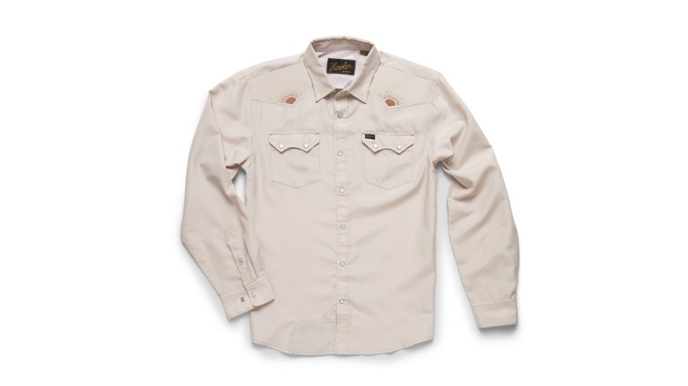 Howler Brothers Crosscut Deluxe Shirt - Mens, Riverbed Oxford / Rising Sun, Small, 125819F-RSR-S