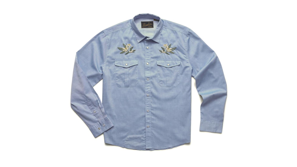 Howler Brothers Gaucho Snapshirt - Mens, Pale Blue Oxford/Orange Blossom Special, M, 120720S-LBO-M