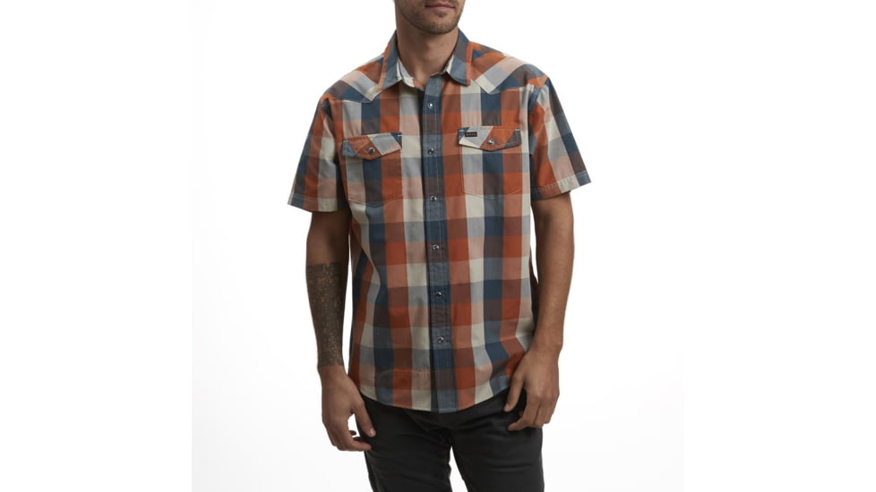 Howler Brothers H Bar B Snapshirt - Mens, Alpine Plaid/Light Blue / Dijon, L, 122220S-WPM-L