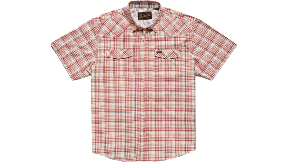 Howler Brothers H Bar B Tech Shirt - Mens, Salvo Plaid / Mars Red, Medium, 123319S-SPR-M