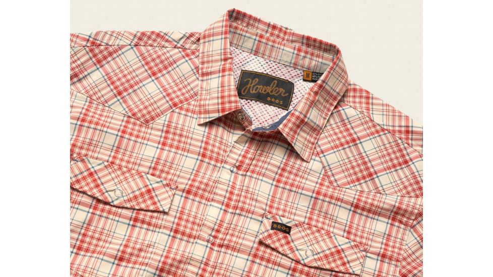 Howler Brothers H Bar B Tech Shirt - Mens, Salvo Plaid / Mars Red, Medium, 123319S-SPR-M