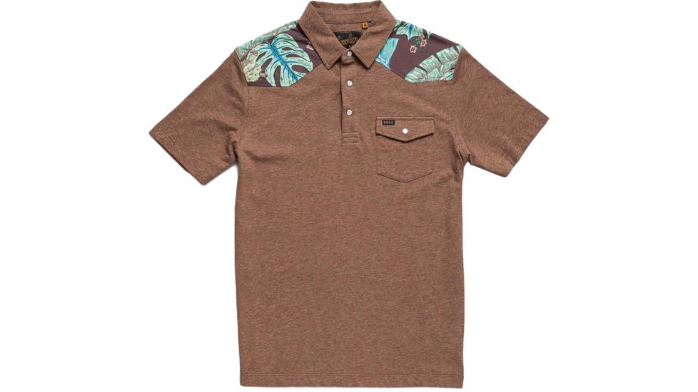 Howler Brothers Ranchero Polo - Mens, Brown Heather / Third Coast Print, Large, 125119S-BTC-L
