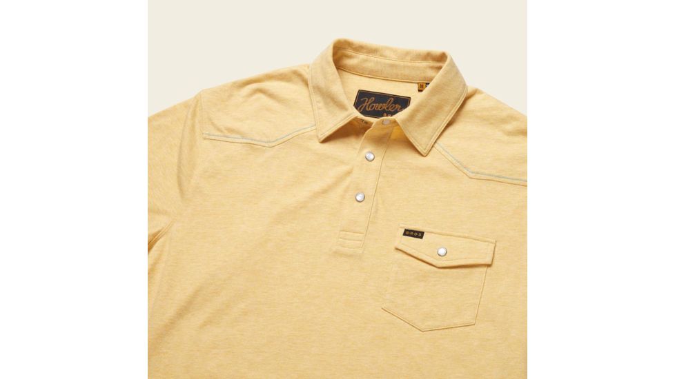 Howler Brothers Ranchero Polo T-Shirt Mens, Sunflower Heather, M, 124320S-SFH-M