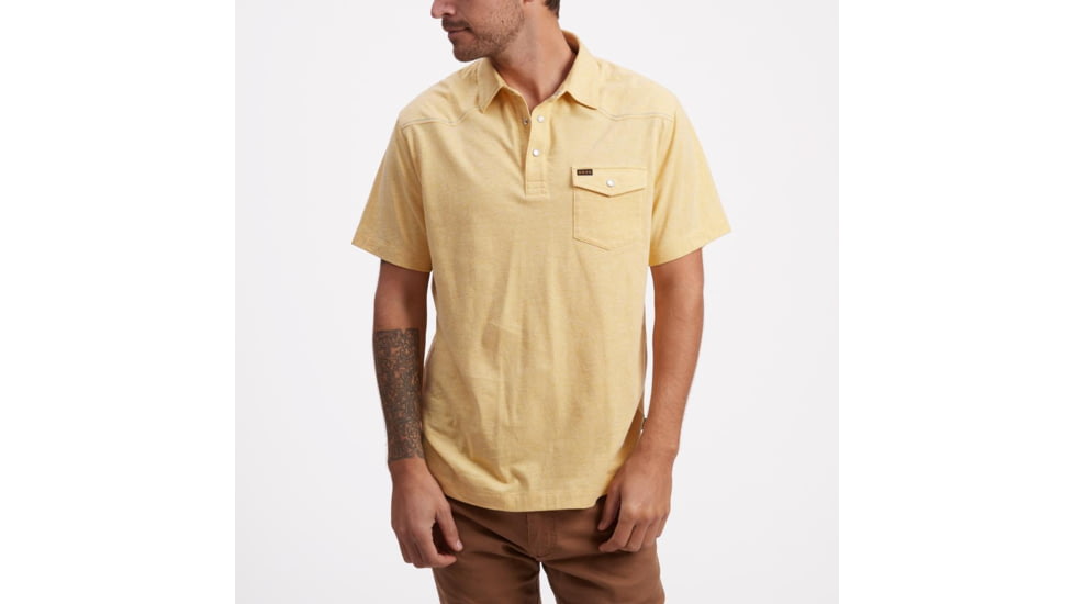 Howler Brothers Ranchero Polo T-Shirt Mens, Sunflower Heather, M, 124320S-SFH-M