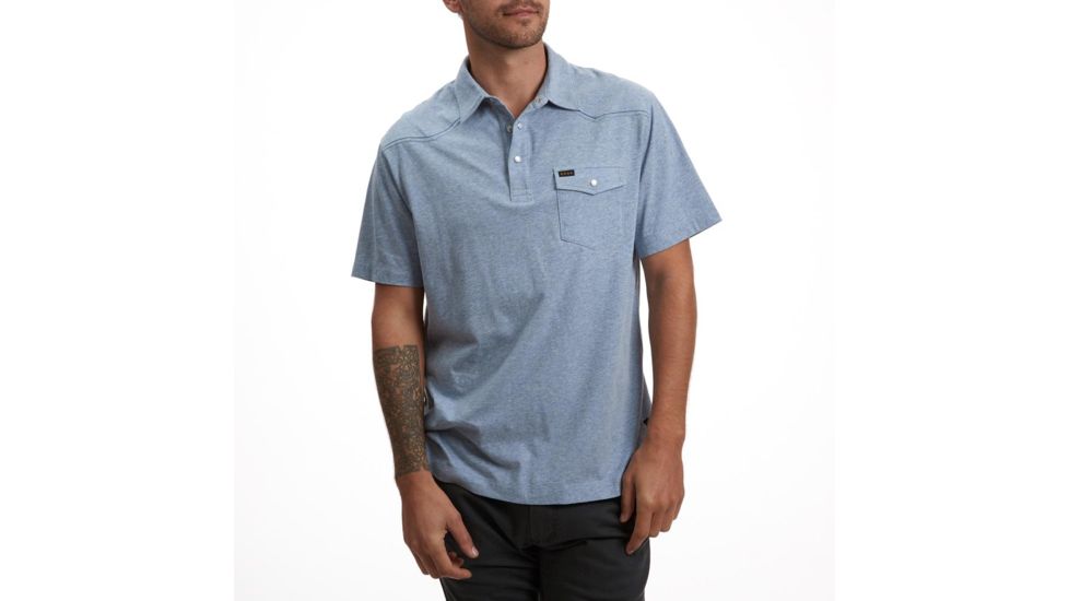 Howler Brothers Ranchero Polo T-Shirt Mens, Vintage Blue Heather, S, 124320S-VBH-S