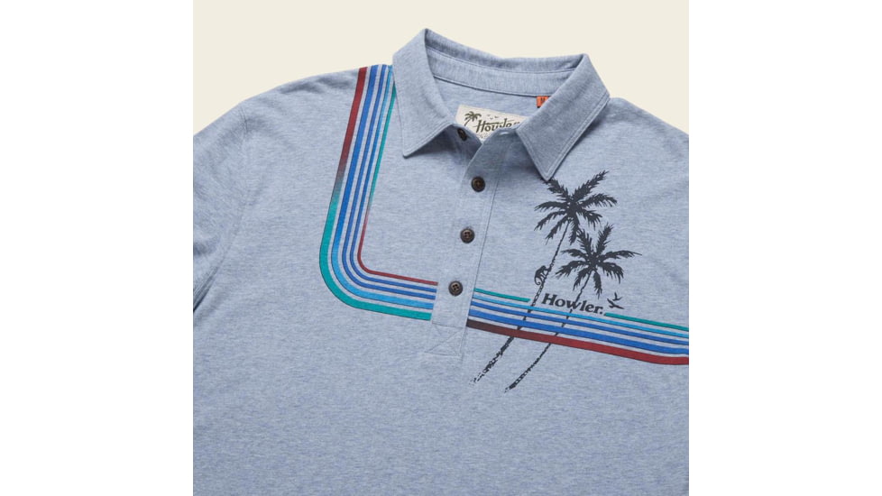 Howler Brothers Rookery Polo T-Shirt - Mens, Palm Climber/Cream Heather, M, 121920S-LGH-M