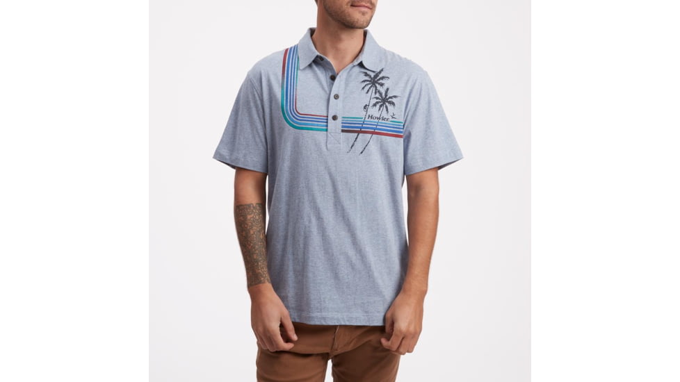 Howler Brothers Rookery Polo T-Shirt - Mens, Palm Climber/Cream Heather, M, 121920S-LGH-M