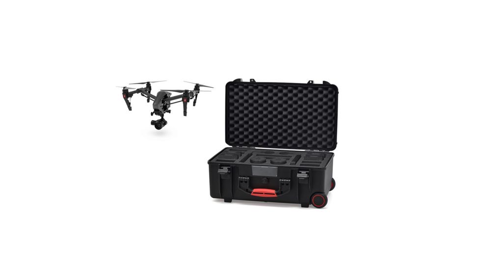 HPRC Wheeled Battery Hard Case w/ Foam for DJI Inspire 2/Pro, Black, 21.61 x 13.62 x 9.29 in BAT2550W-01