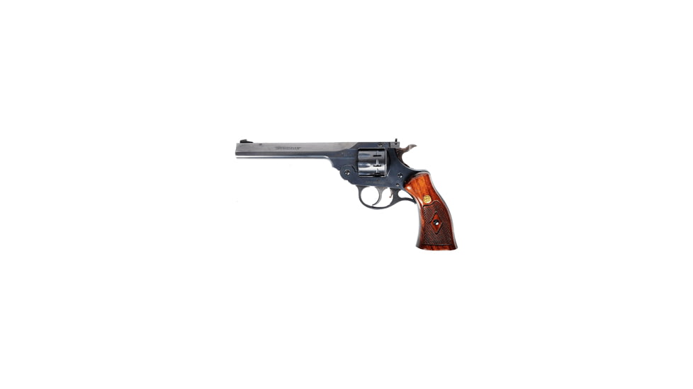Harrington &amp; Richardson 999-Sportsman Revolver, .22 Long Rifle, 6in barrel, blued finish steel frame, checkered walnut w/medallion grip, revolving chamber, fixed blade front, adjustable rear, 9 round cylinder, HR-999 SP-.22LR-6-1-FRRMPG