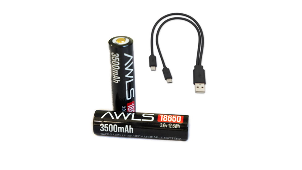 HRT Tactical Gear USB 18650 Rechargeable Batteries - 2 Pack, HRT-18650C-12-AA