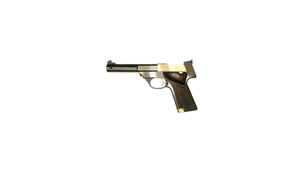 High Standard Firearms Olympic-Military Pistol, .22 Short, 5.5in barrel, carbon steel frame, checkered hardwood grip, blowback operated semi-auto, fully adjustable, 5 round magazine, HSFOM.22SHORT5.51FRRMPG