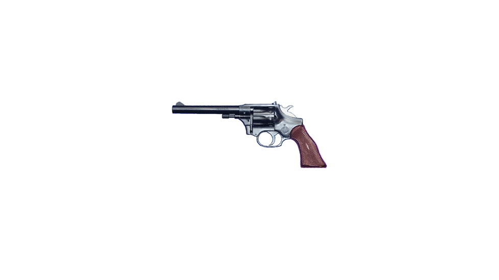 High Standard Firearms Sentinel Revolver, .22 Long Rifle, 6in barrel, blued finish aluminum frame, brown checkered plastic grip, revolving chamber, blade front, notch rear, 9 round cylinder, HSF-STL-.22LR-6-1-FRRMPG