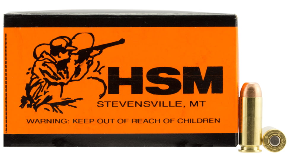 HSM Ammunition Training 10mm Auto 200 Grain Full Metal Jacket Brass Cased Pistol Ammo, 50 Rounds, 10MM8N