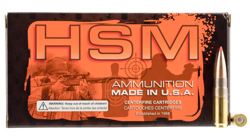 HSM Ammunition Match .300 AAC Blackout 208 Grain Spitzer Boat Tail Brass Cased Rifle Ammo, 20 Rounds, 300BLK1N