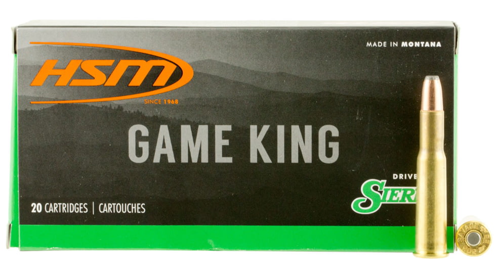 HSM Ammunition Game King .303 Savage 150 Grain Spitzer Boat Tail Brass Cased Rifle Ammo, 20 Rounds, 303SAV2N