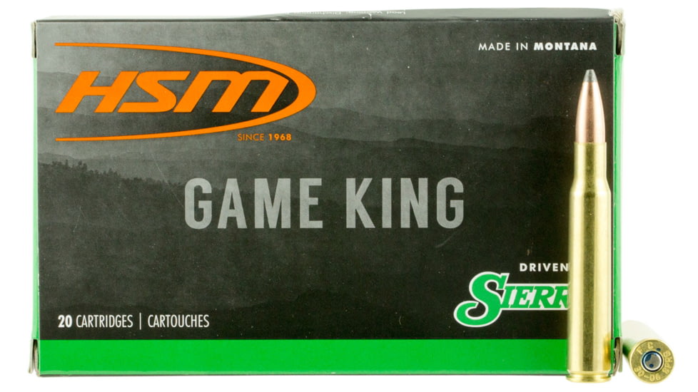 HSM Ammunition Game King .308 Winchester 180 Grain Spitzer Boat Tail Brass Cased Rifle Ammo, 20 Rounds, 30843N
