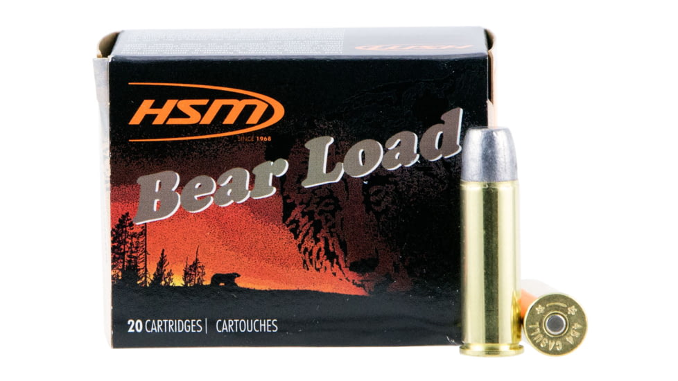 HSM Ammunition Bear Load .454 Casull 325 Grain Wide Flat Nose Brass Cased Pistol Ammo, 20 Rounds, 454C4N20