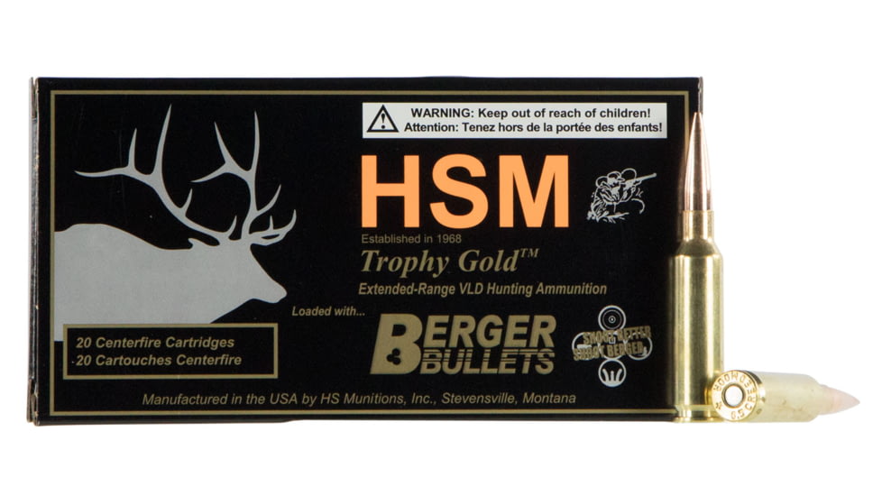 HSM 65CRD130VLD Trophy Gold 6.5 Creedmoor 130 Gr Match Very Low Drag 20 Bx/ 10