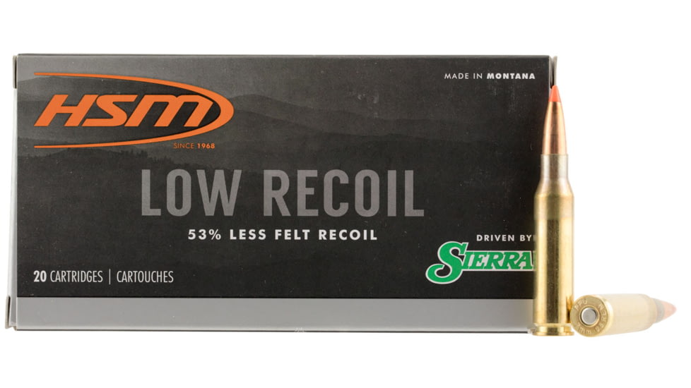 HSM Ammunition Low Recoil 7mm-08 Remington 140 Grain Spitzer Brass Cased Rifle Ammo, 20 Rounds, 7MM0810N