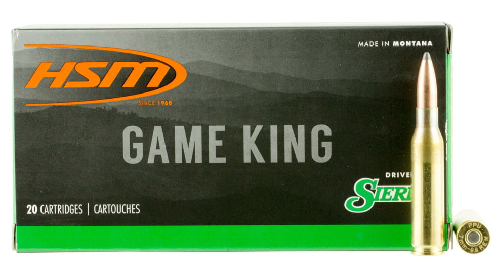 HSM Ammunition Game King 7mm-08 Remington 140 Grain Spitzer Boat Tail Brass Cased Rifle Ammo, 20 Rounds, 7MM087N