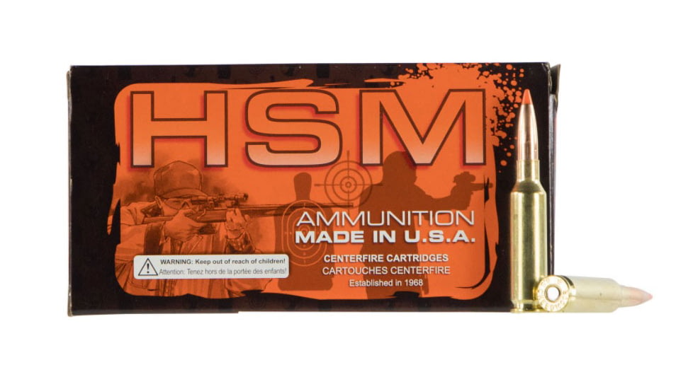 HSM Ammunition .300 WIN MAG 165 Grain Tipping PT Rifle Ammo, 20RD BX, HSM-300WINMAG-51-N