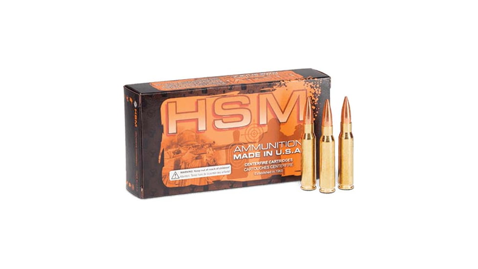 HSM Ammunition 6mm Creedmoor 95 Grain Jacketed Soft Point Rifle Ammo, 20 Rounds, 6Creedmoor-5-N