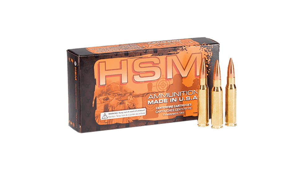 HSM Ammunition Classic .50 BMG 647 Grain Full Metal Jacket Brass Cased Centerfire Rifle Ammo, 10 Rounds, HSM-50BMG-1-N