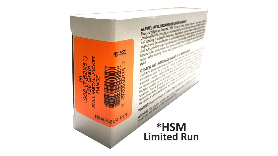 Hsm Ammunition Hsm Ammo .308 Win. 150gr. Fmj 20-pack