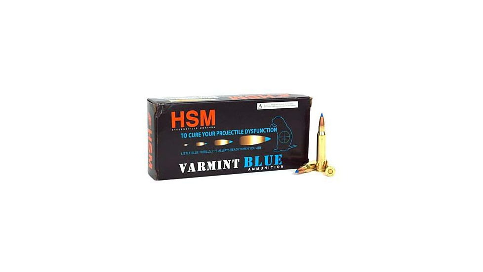 HSM Ammunition Blue Tip Sierra Blitz King, 5.56x45mm NATO, 55 Grain, Jacketed Hollow Point, Centerfire Rifle Ammo, 20 Rounds, 556-50-N