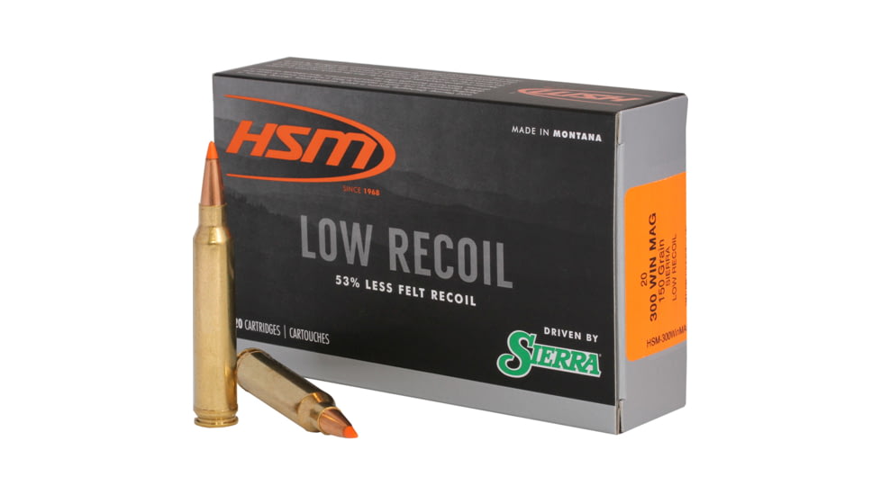 HSM Ammunition Low Recoil .300 Winchester Magnum 150 Grain HSM Proprietary Brass Cased Centerfire Rifle Ammo, 20 Rounds, HSM-300WinMAG-42-N