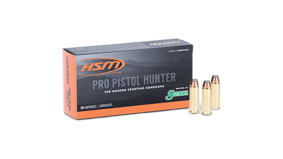 HSM Ammunition Pro Hunter .44 Magnum 300 Grain Soft Point Brass Cased Centerfire Pistol Ammo, 50 Rounds, HSM-44M-17-N