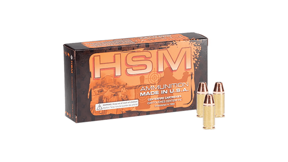 HSM Ammunition Self Defense .357 Magnum 180 Grain Brass Cased Centerfire Pistol Ammo, 50 Rounds, HSM-357-12-N