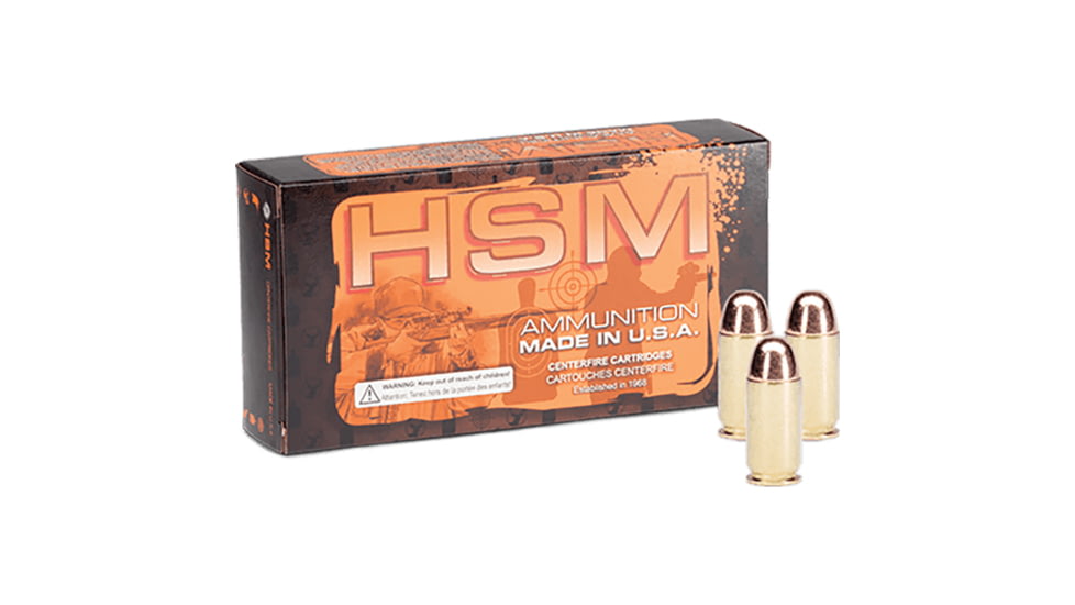 HSM Ammunition Training .44 Magnum 240 Grain Plated Flat Point Brass Cased Centerfire Pistol Ammo, 50 Rounds, HSM-44M-6R-N