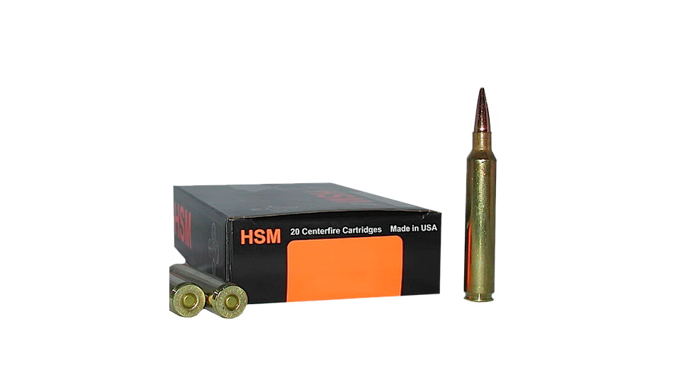 HSM Ammunition Trophy Gold 6mm Norma BR 95 Grain Boat Tail Hollow Point Brass Cased Rifle Ammo, 20 Rounds, BER6BR95TVLD