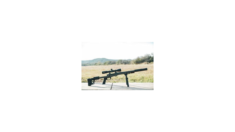 Long Range Rifle with a Suppressor on a Shooting Bench