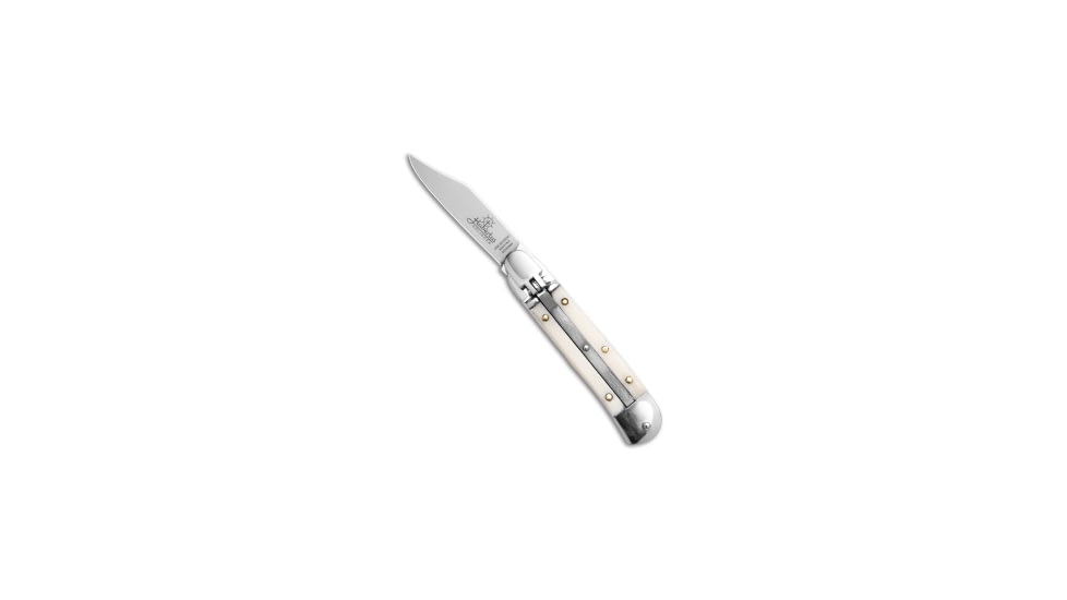 Hubertus Lever Lock Automatic Folding Knife, 2.34in, Stainless Steel, Clip Point Blade, Bone, White Handle, White/Steel, 5.75 inch, BHQ-210604
