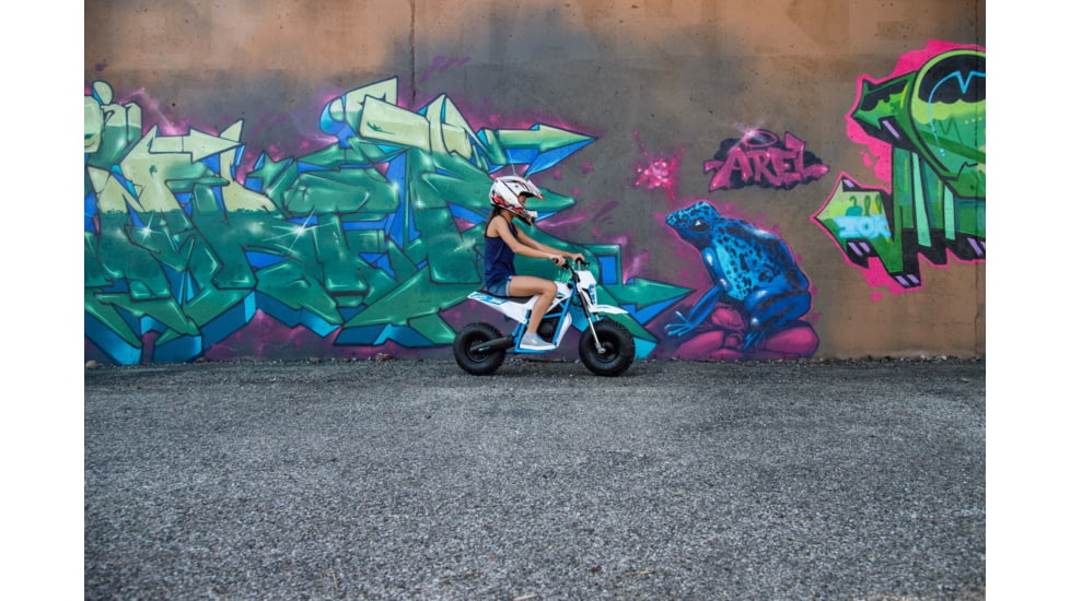 Huffy CR8-R Battery Operated Ride On Minibike, White/Blue, 33in, 17201