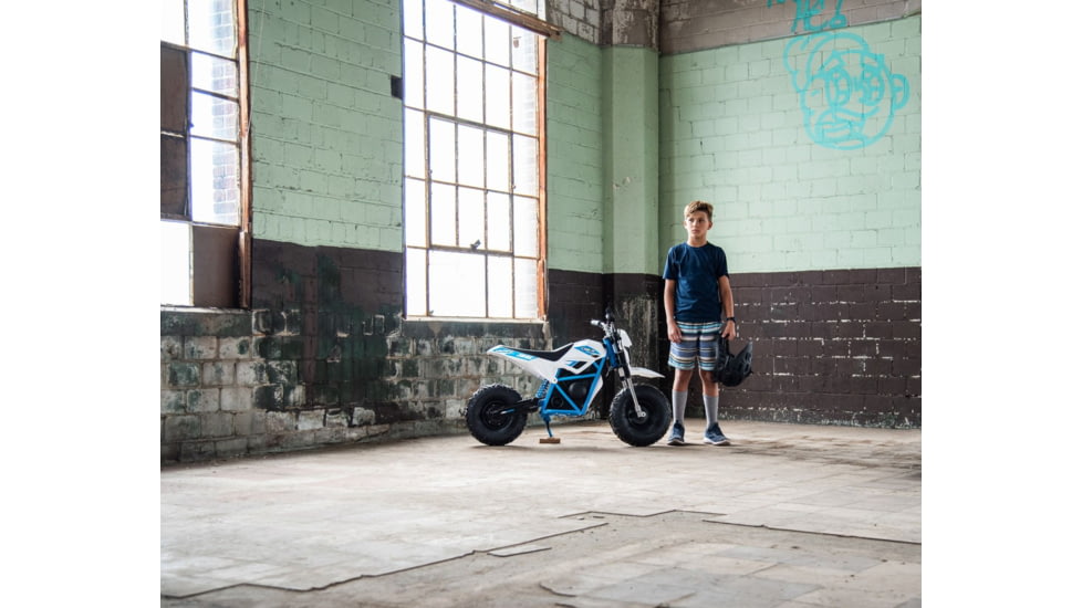 Huffy CR8-R Battery Operated Ride On Minibike, White/Blue, 33in, 17201