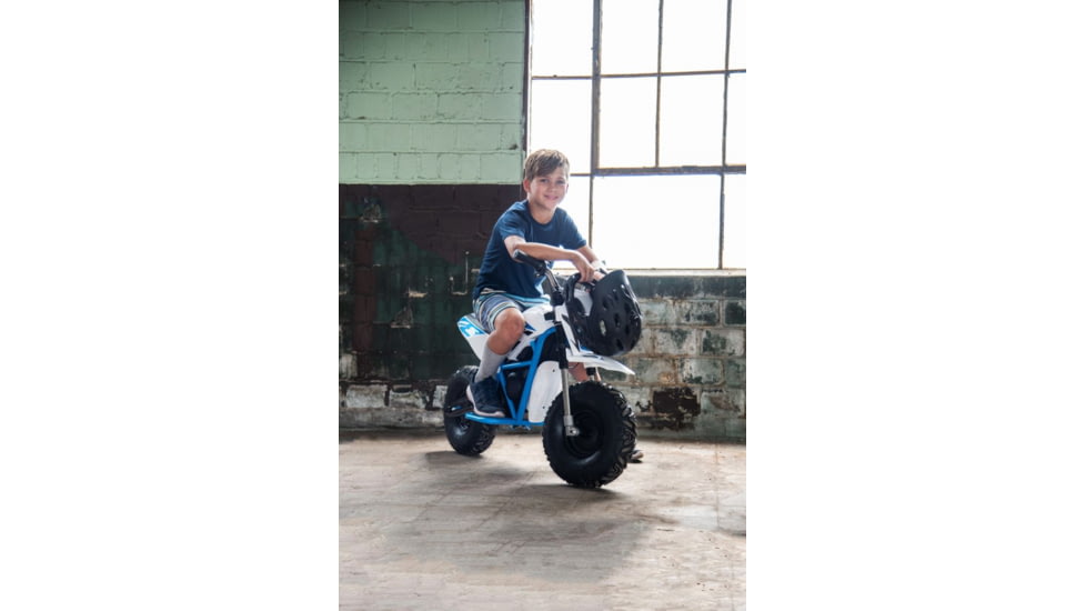 Huffy CR8-R Battery Operated Ride On Minibike, White/Blue, 33in, 17201