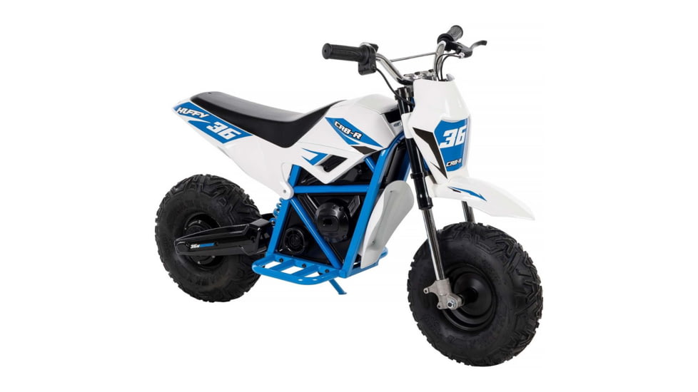 Huffy CR8-R Battery Operated Ride On Minibike, White/Blue, 33in, 17201