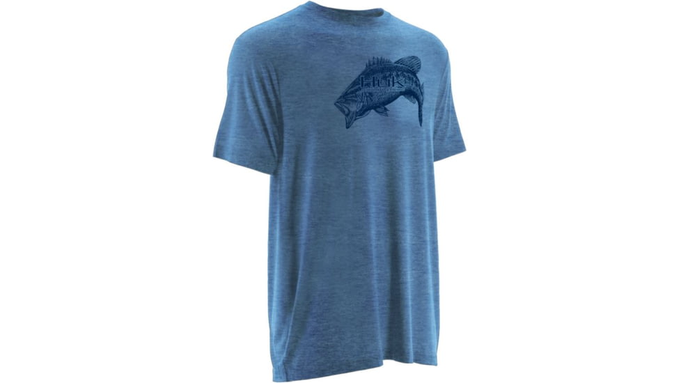 HUK Inked Bass Tee, Heather Carolina Blue, Medium H1000039HCBM