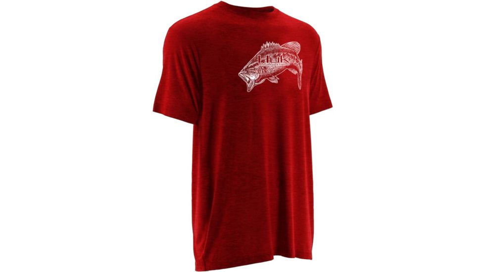 HUK Inked Bass Tee, Heather Red, Medium H1000039HRDM