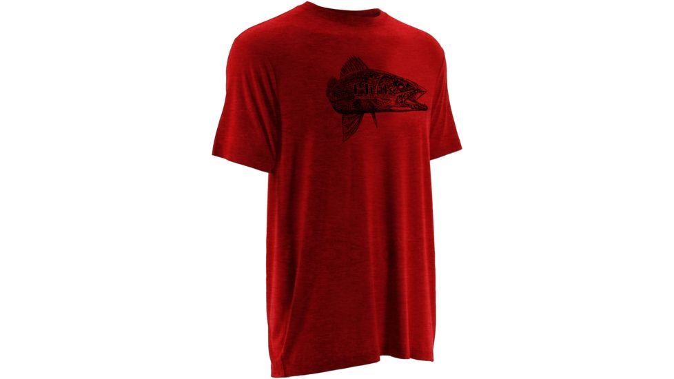 HUK Inked Walleye Tee, Heather Red, Large H1000040 HRDL